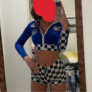 BRAND NEW Blue race car driver costume